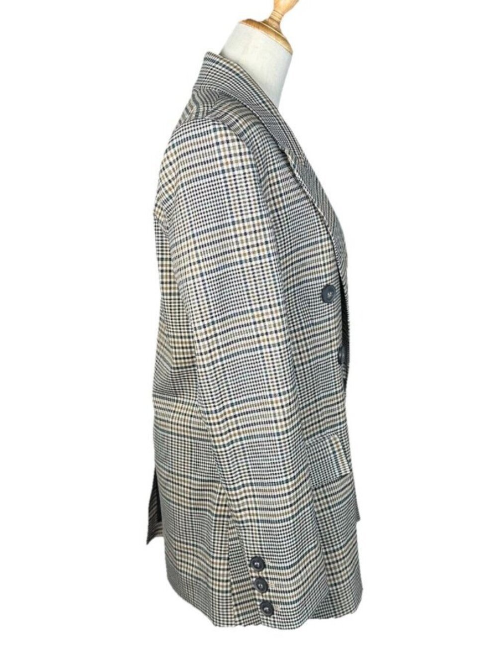 Free People Small Ashby Houndstooth Blazer Jacket Plaid Double Breast Oversized - Picture 7 of 14